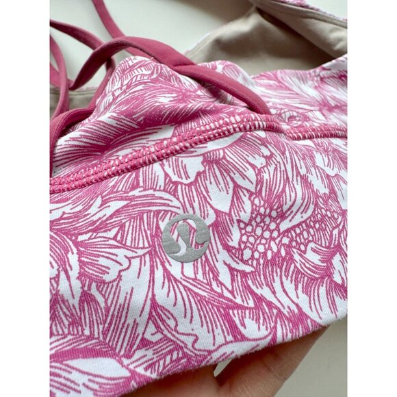 LULULEMON Energy Floral Bloom White Star Ruby Long Line Sports Bra, Size 12 - Picture 12 of 16